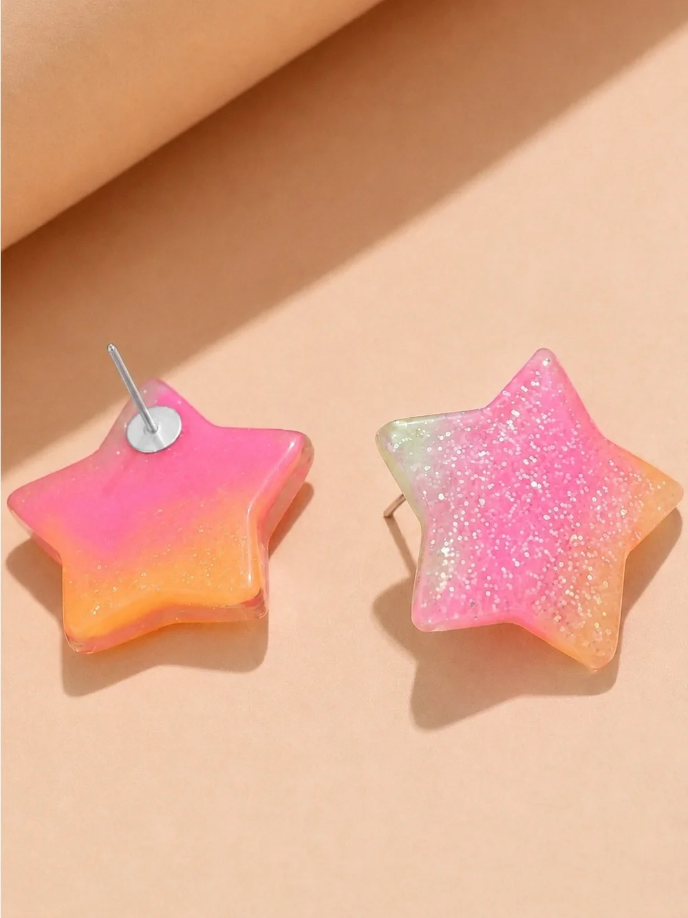 “Catch a Falling Star” Glitter Resin Kawaii Bright Multicolor Rainbow Pride Stud